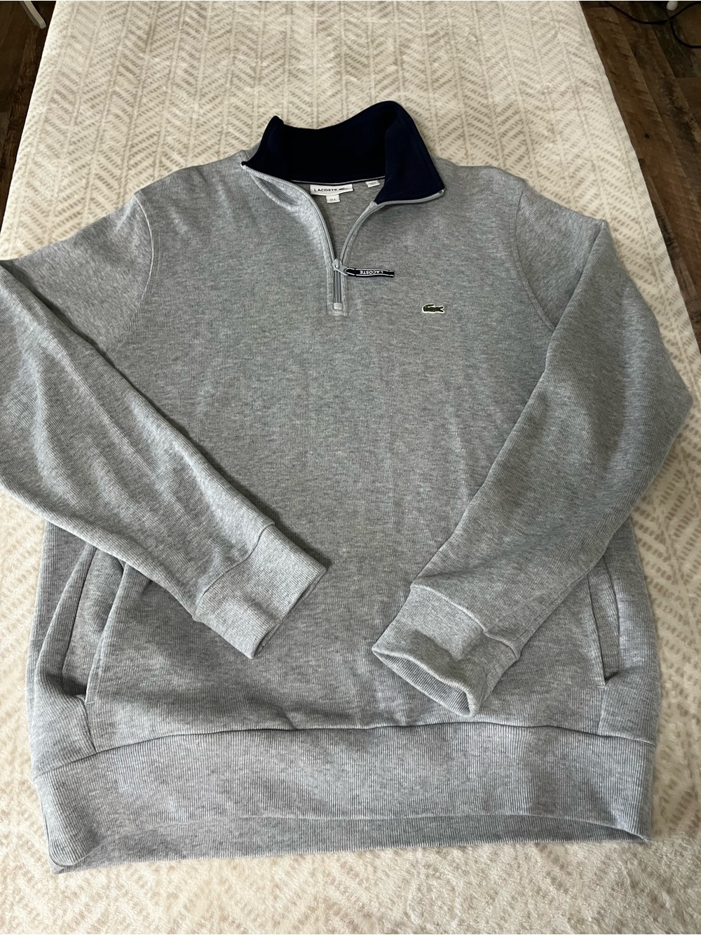 Lacoste Men's Grey Quarter-Zip Pullover Sweater XL
